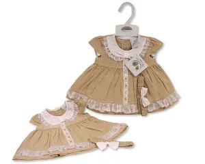 Baby Linen Dress with Lace (NB-6m) (PK6) BIS-2120-6262
