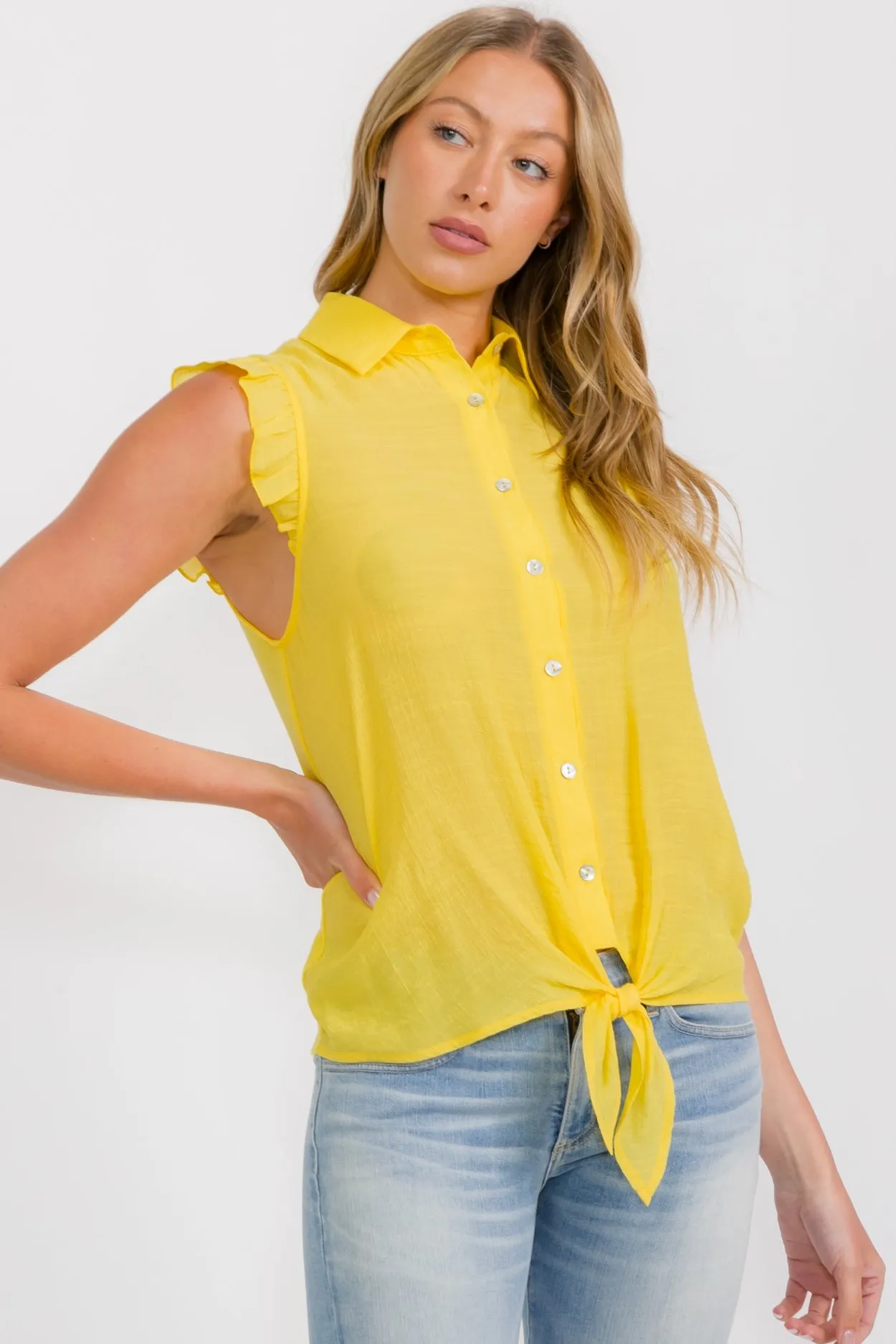 BABY RUFFLE COLLAR TIE FRONT SHIRT