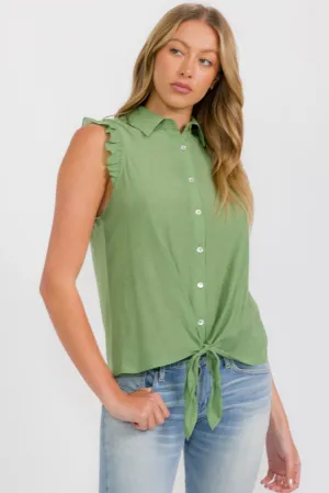 BABY RUFFLE COLLAR TIE FRONT SHIRT