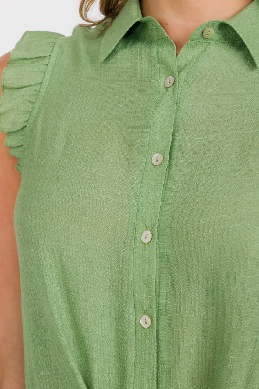BABY RUFFLE COLLAR TIE FRONT SHIRT