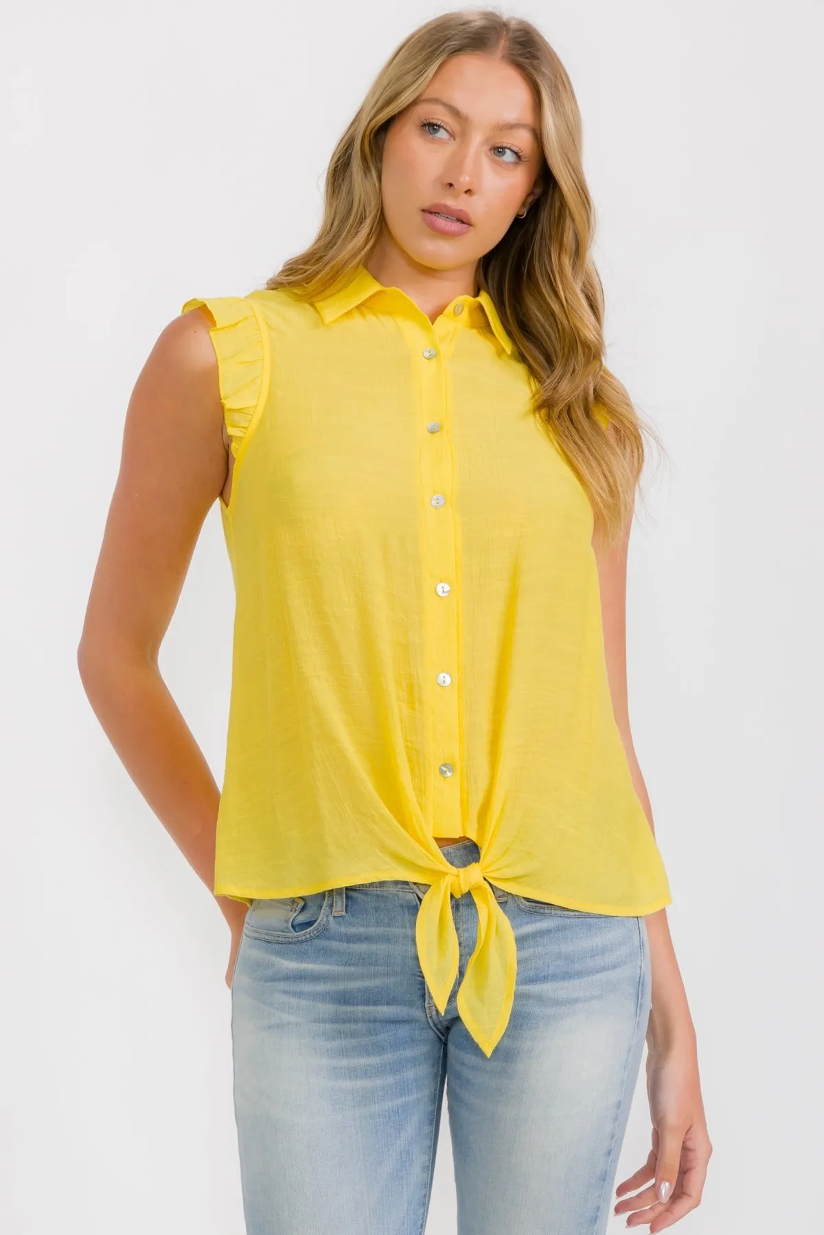 BABY RUFFLE COLLAR TIE FRONT SHIRT