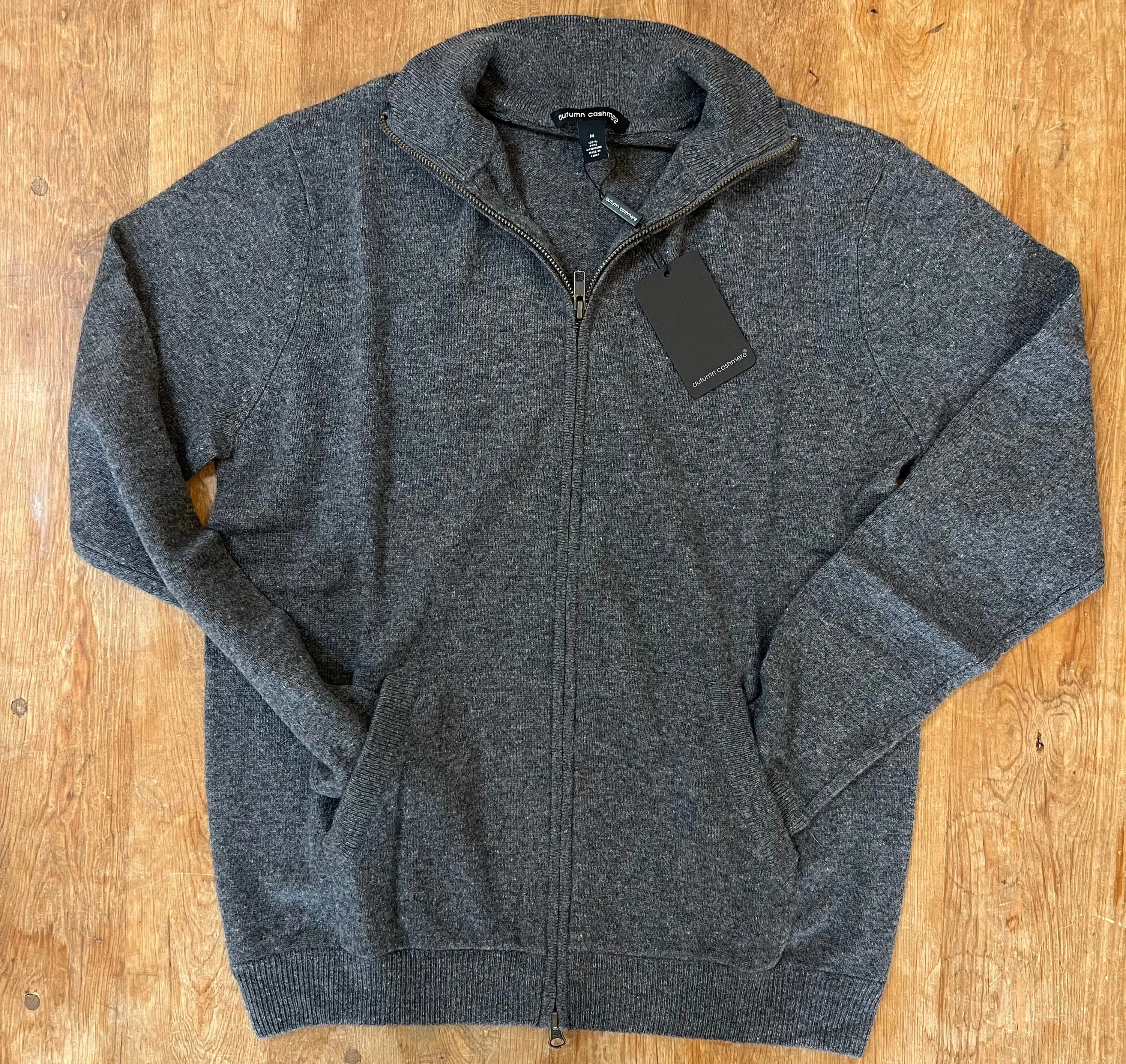 basic full zip mock bankers grey