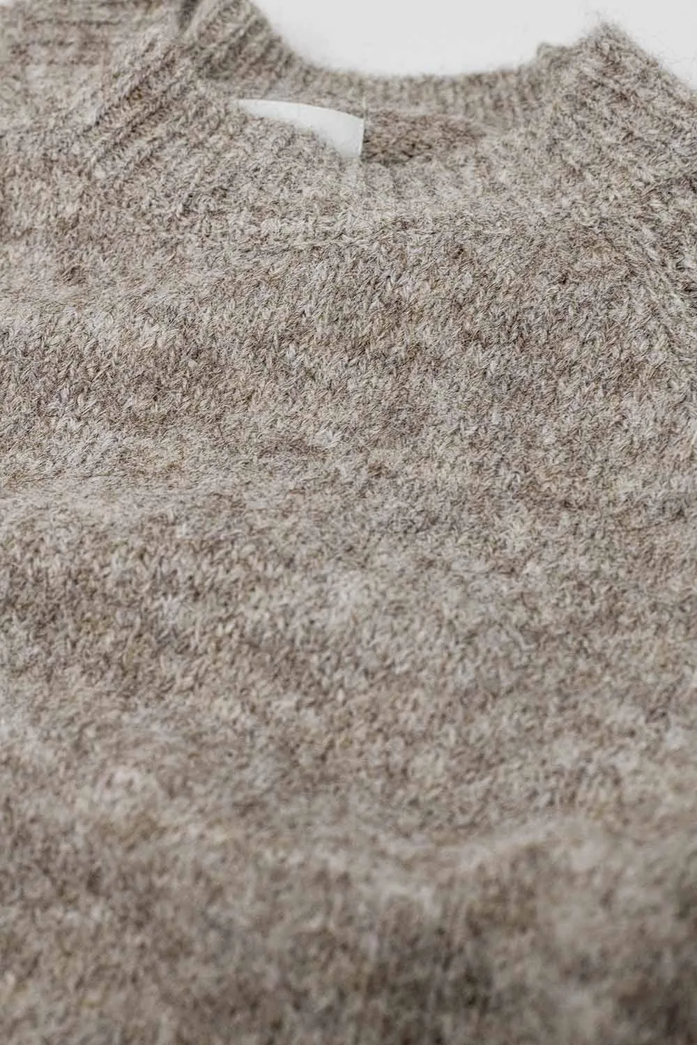 Basic Knited Crew Neck Sweater in beige color