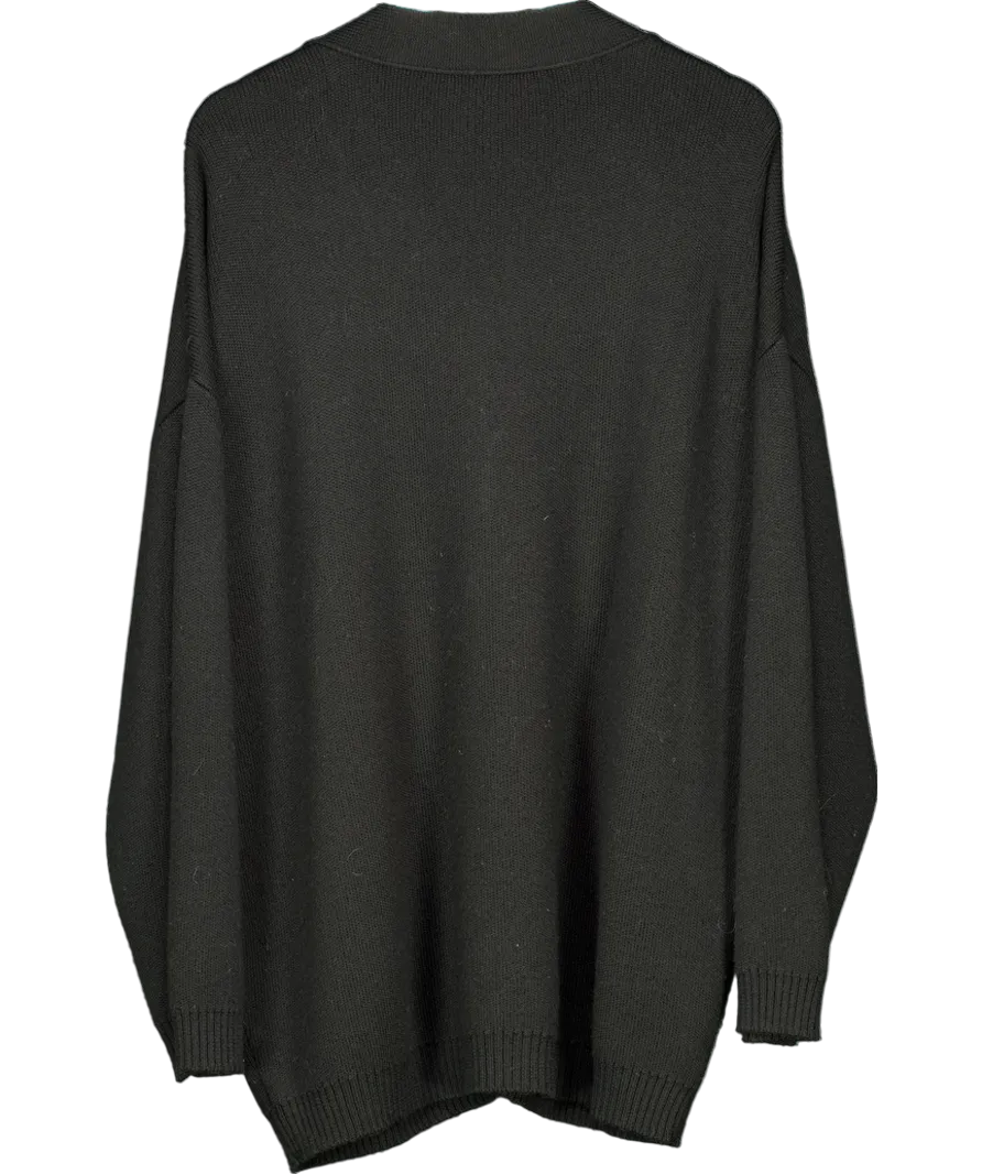 Bazilika Black Oversize Merino Wool Blend Cardigan UK XS
