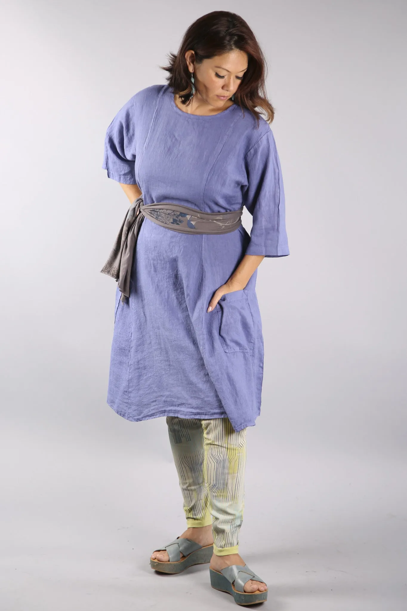 Beautiful Days Linen Dress-Dark Periwinkle 7212-Unprinted