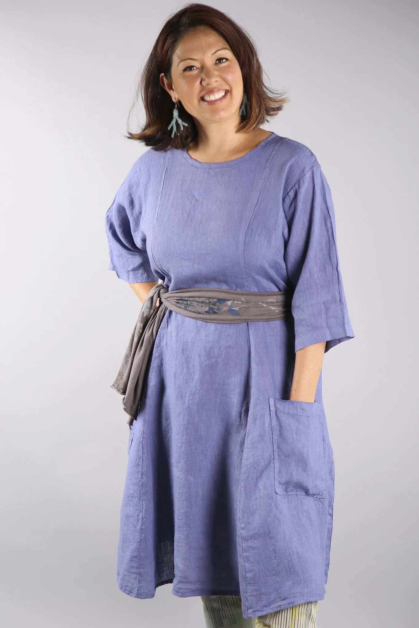 Beautiful Days Linen Dress-Dark Periwinkle 7212-Unprinted