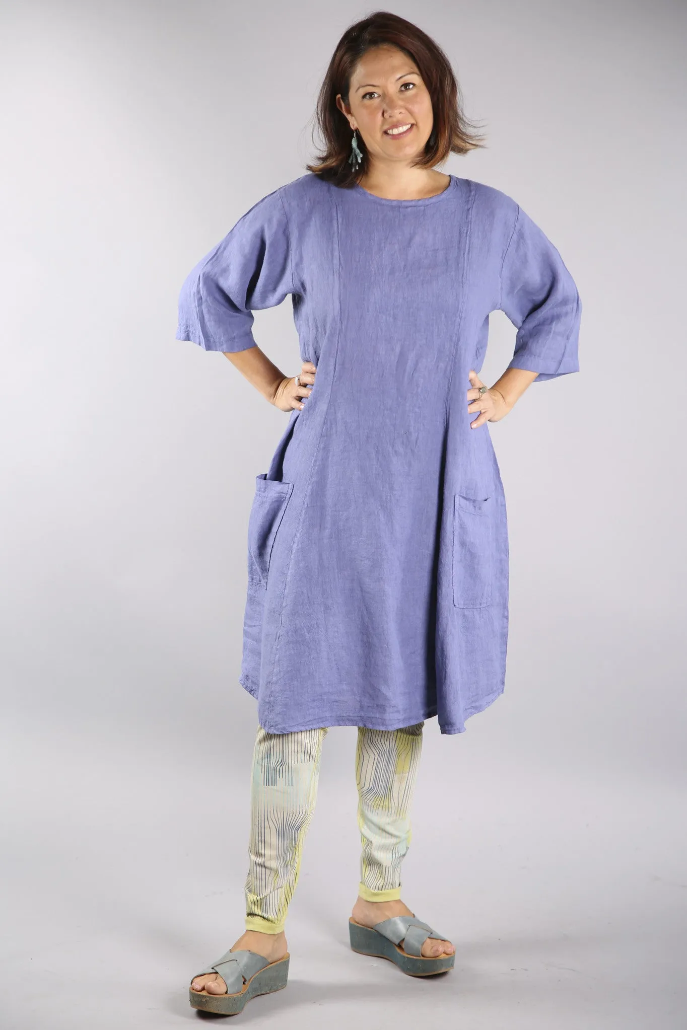 Beautiful Days Linen Dress-Dark Periwinkle 7212-Unprinted