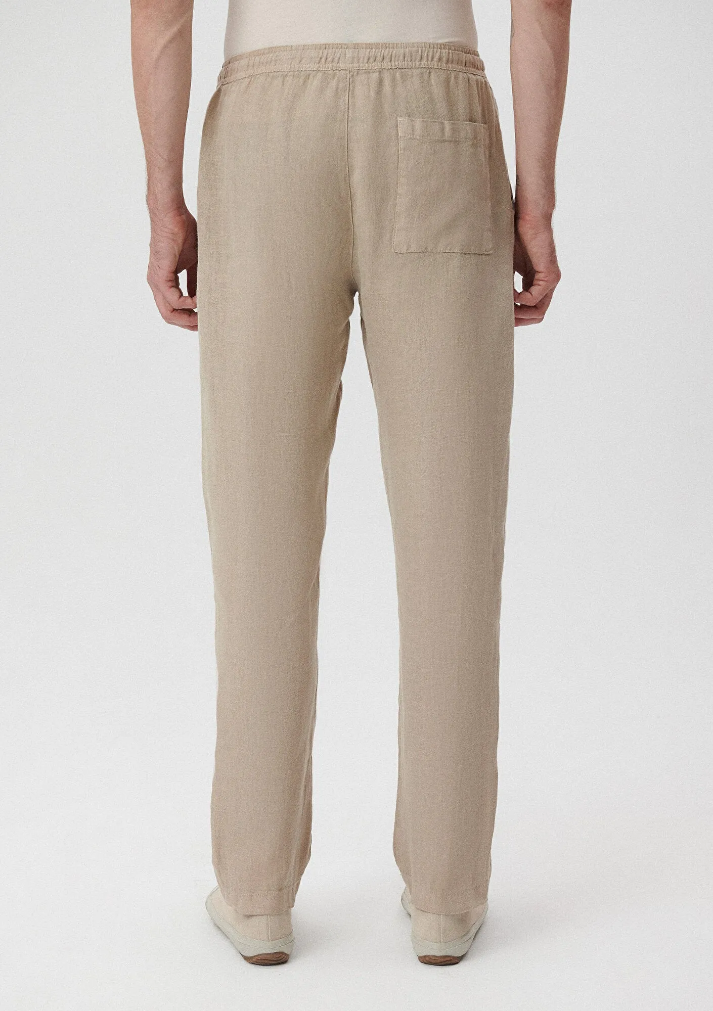 Beige Linen Jogger Pants