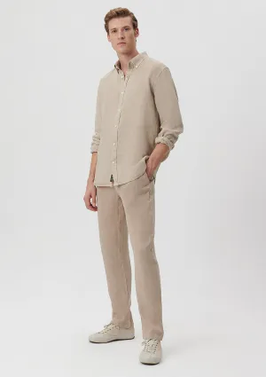 Beige Linen Jogger Pants