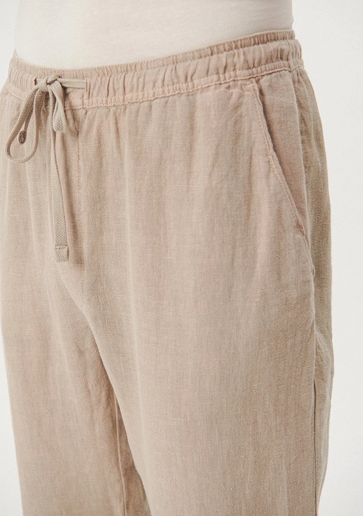 Beige Linen Jogger Pants