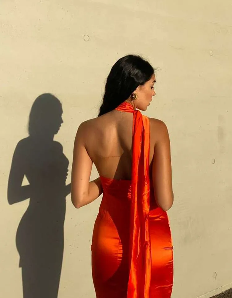 BerryBetty - Elegant Satin Backless Maxi Dress Women Gown Summer Halter Sleeveless Backless Bodycon Long Club Party Dress Vestido