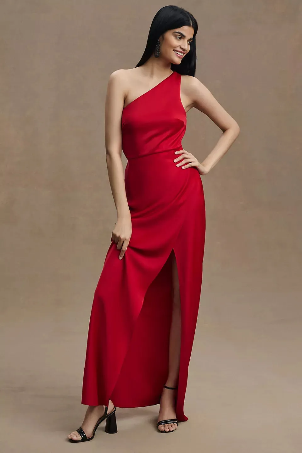 BHLDN Satin One Shoulder Gown