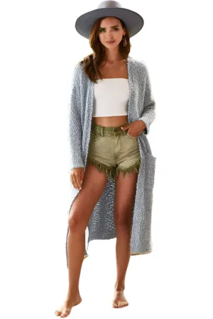 BiBi Slit Open Front Longline Cardigan with Pockets