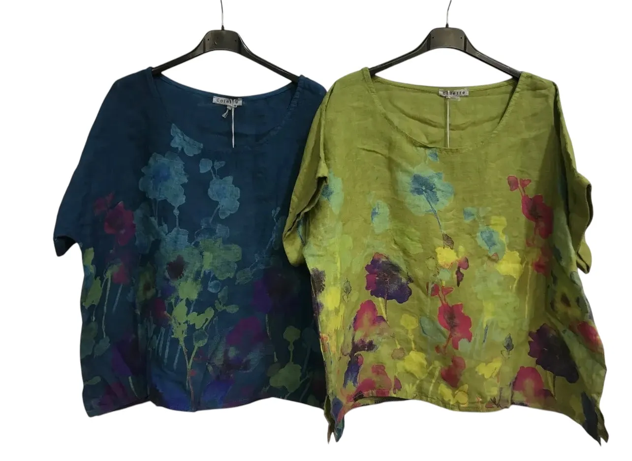 Black Flora Linen Top *BEST SELLER*