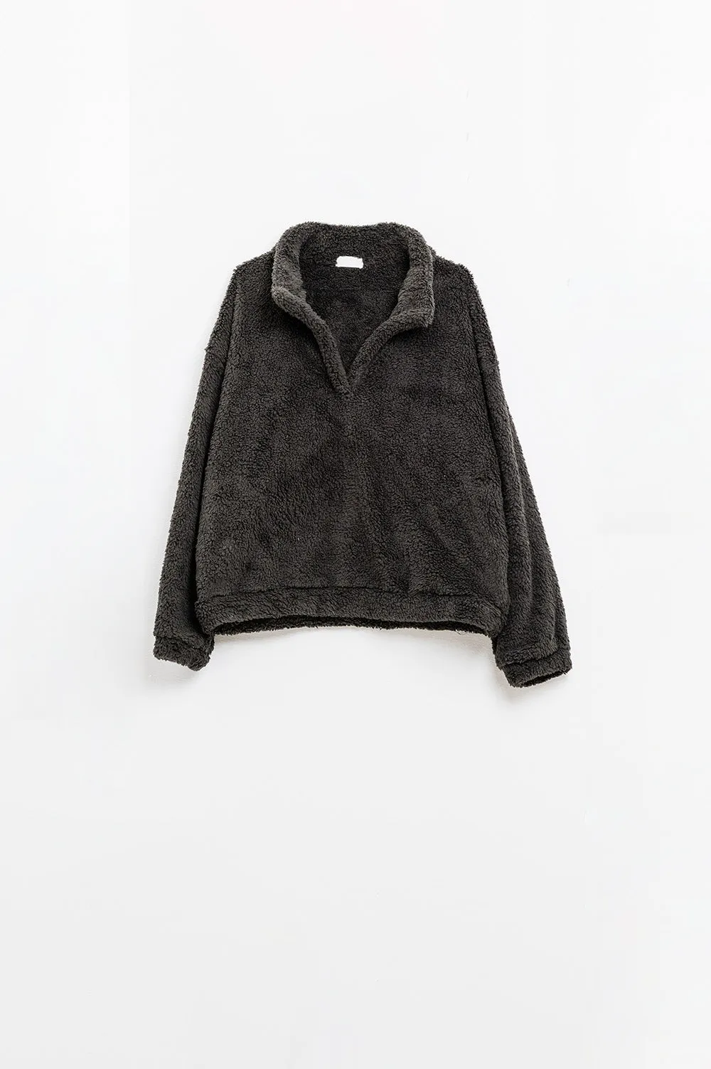 Black fluffy v-neck sweater