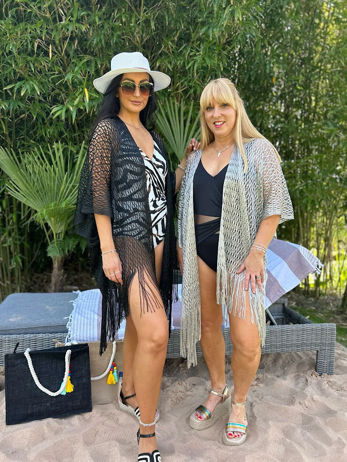 Black Fringed Lurex Shimmer Cover Up Sofia