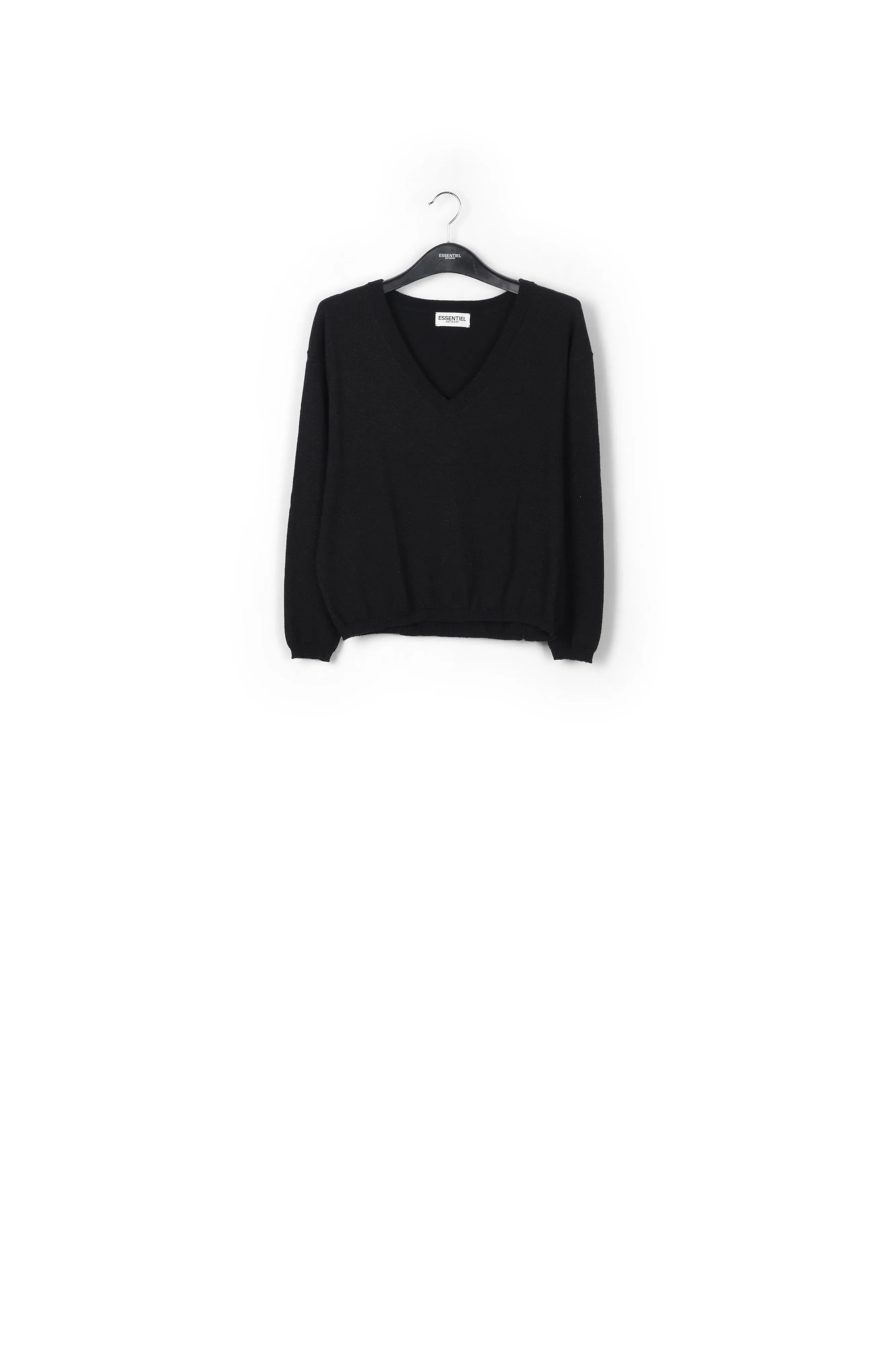 Black lurex knitted V-neck sweater