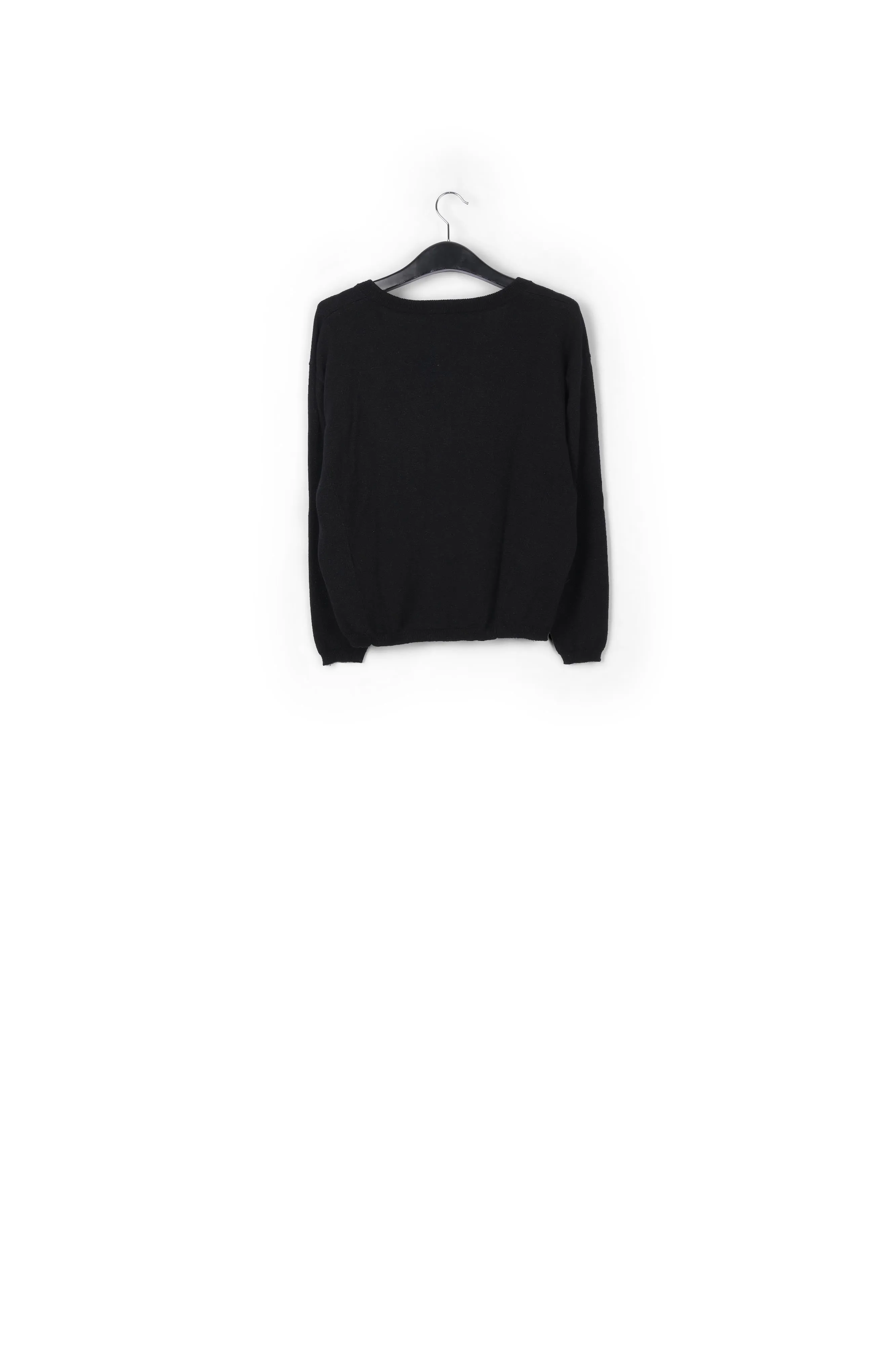 Black lurex knitted V-neck sweater