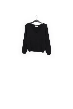 Black lurex knitted V-neck sweater