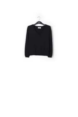 Black lurex knitted V-neck sweater