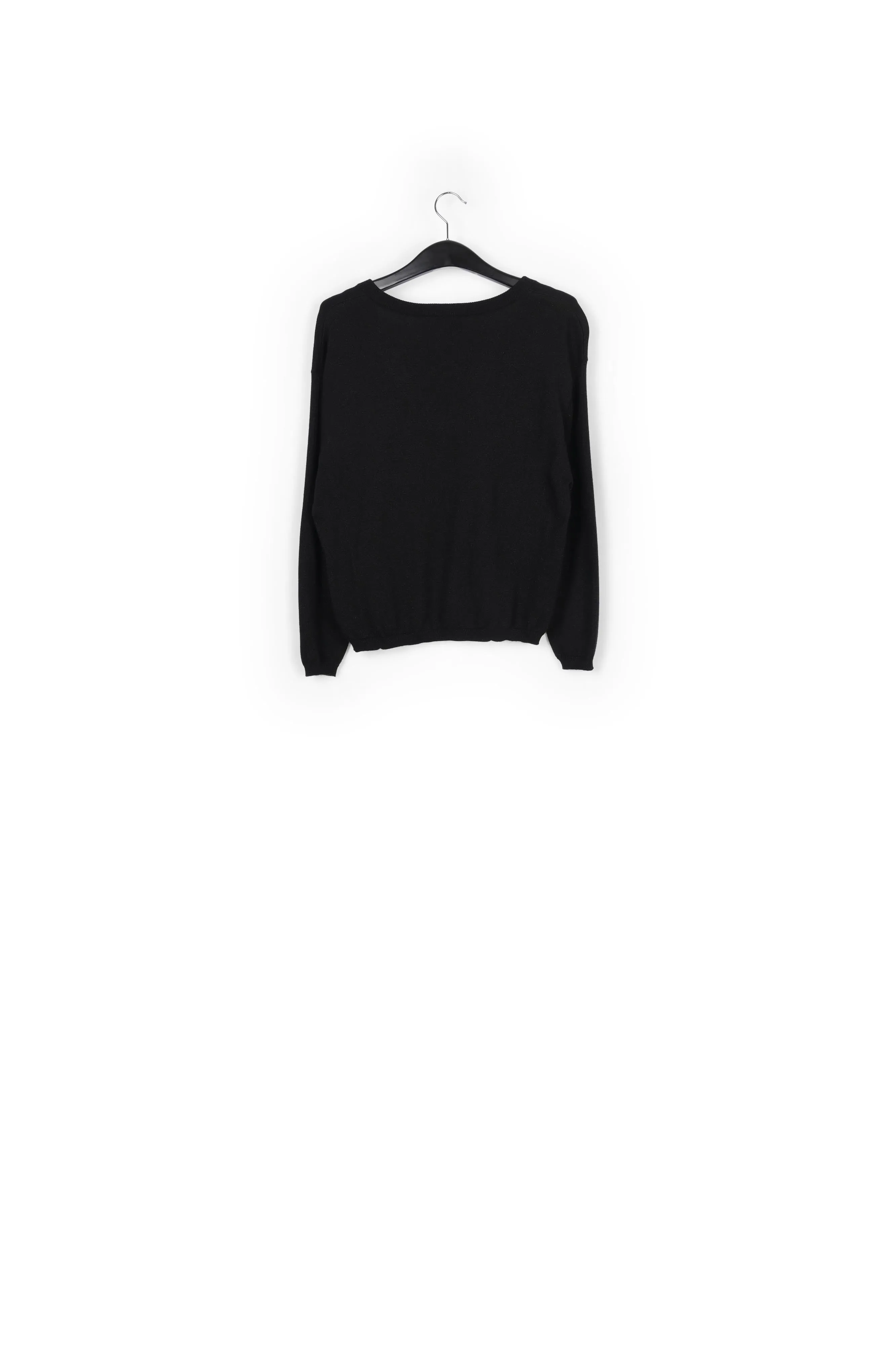 Black lurex knitted V-neck sweater