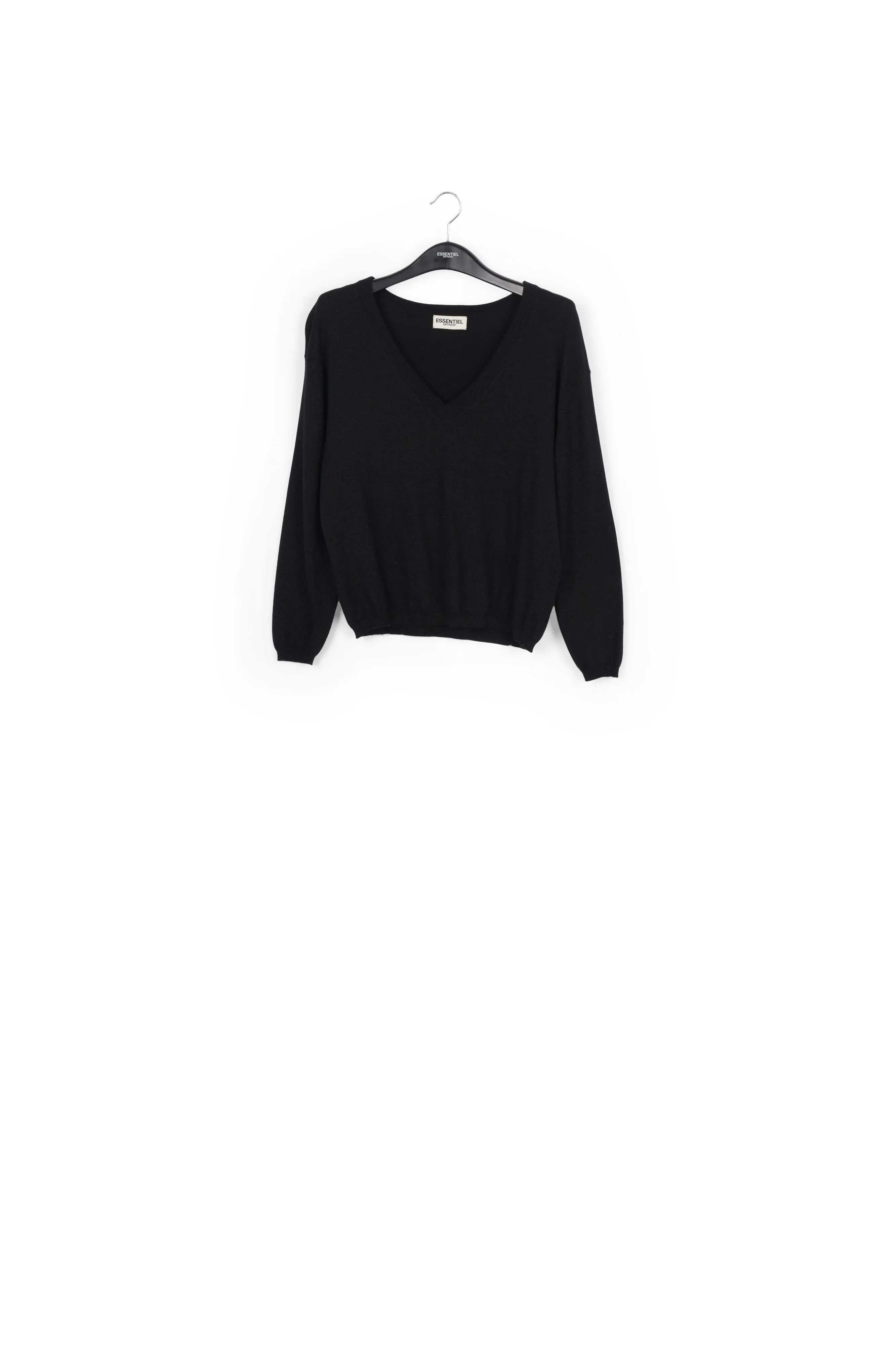 Black lurex knitted V-neck sweater