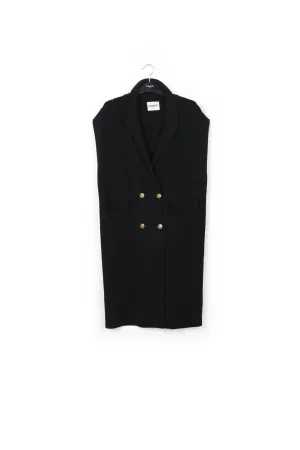 Black sleeveless midi-length cardigan