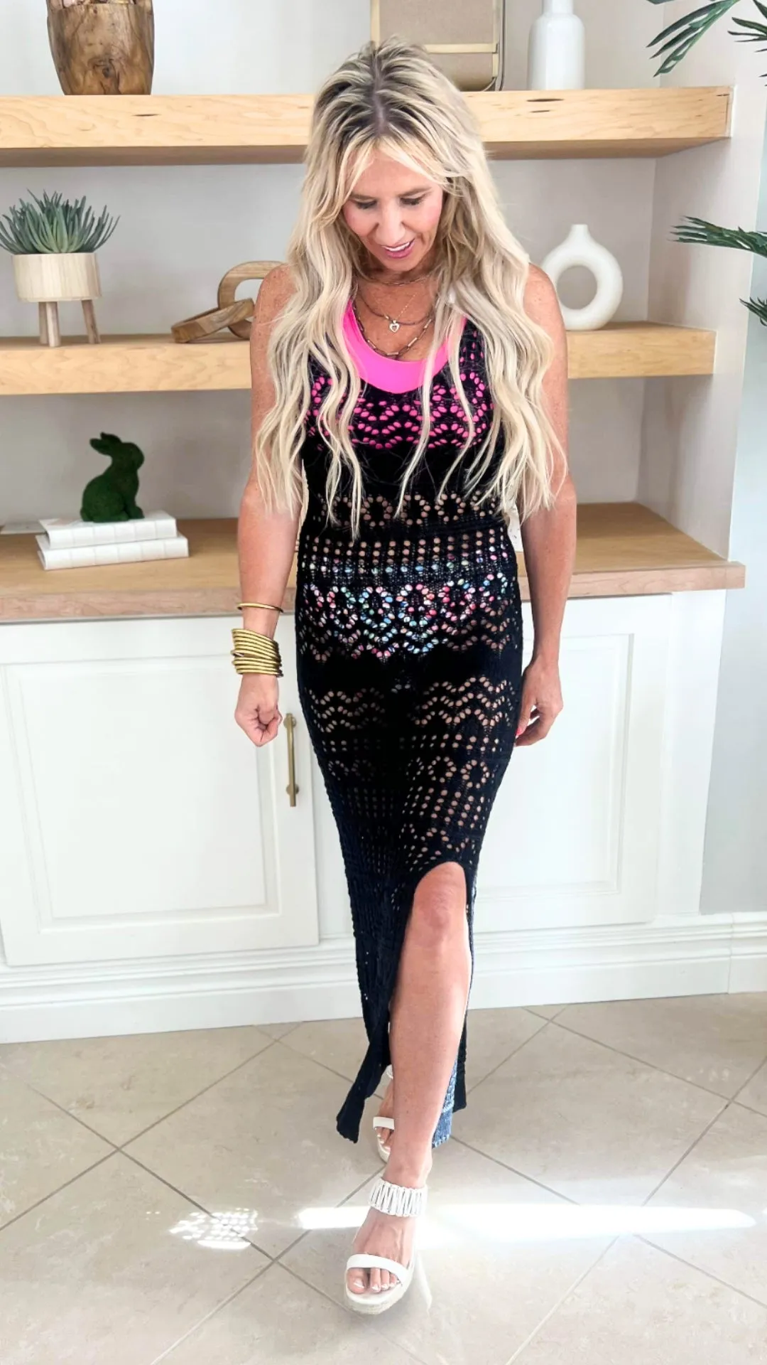 Black Sleeveless V-Neck Slit Dress - Final Sale