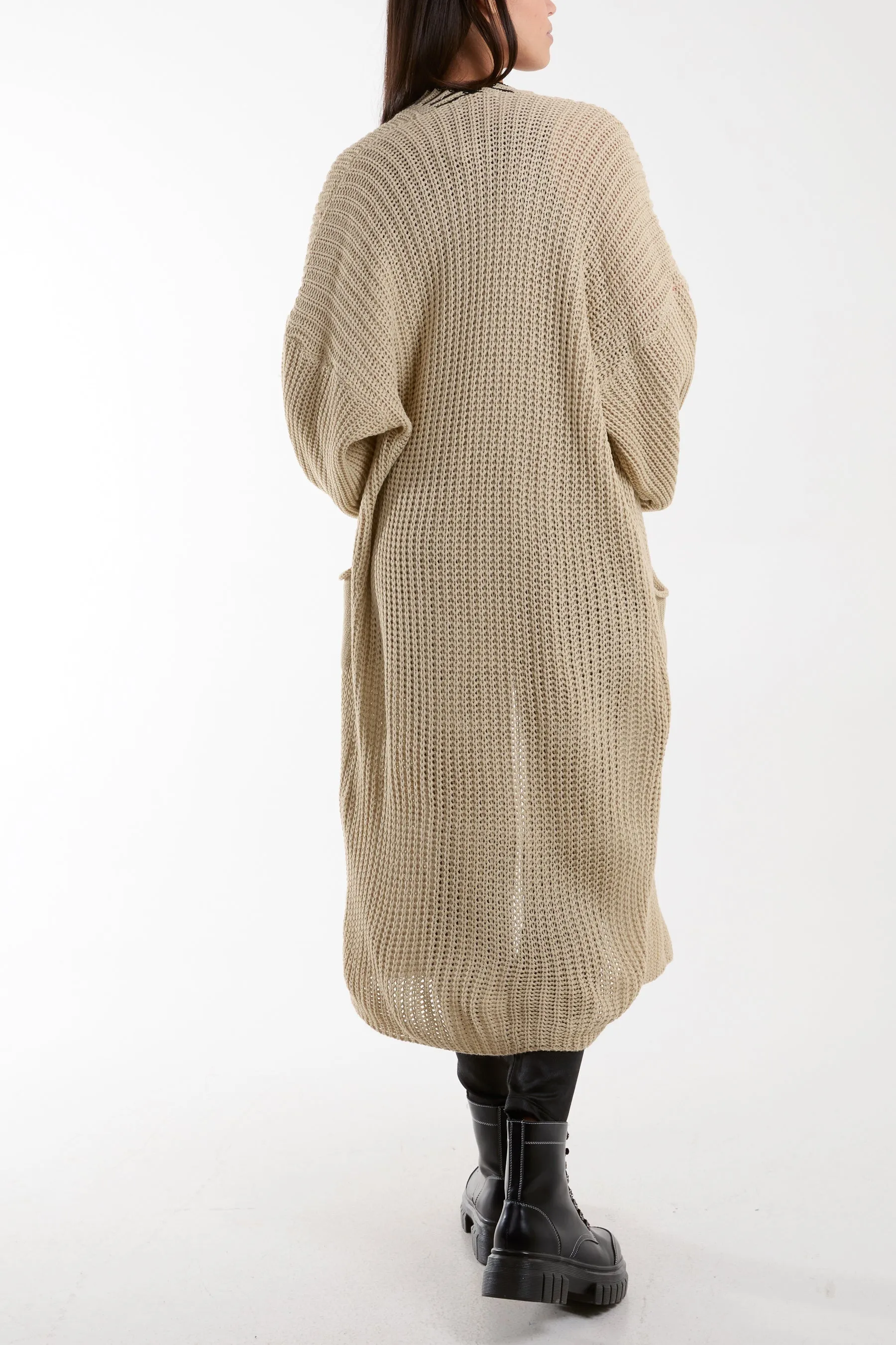 Blanket Stitch Hem Longline Cardigan