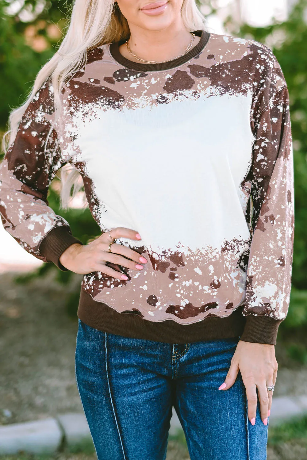 Bleached Tie Dye Long Sleeve Top