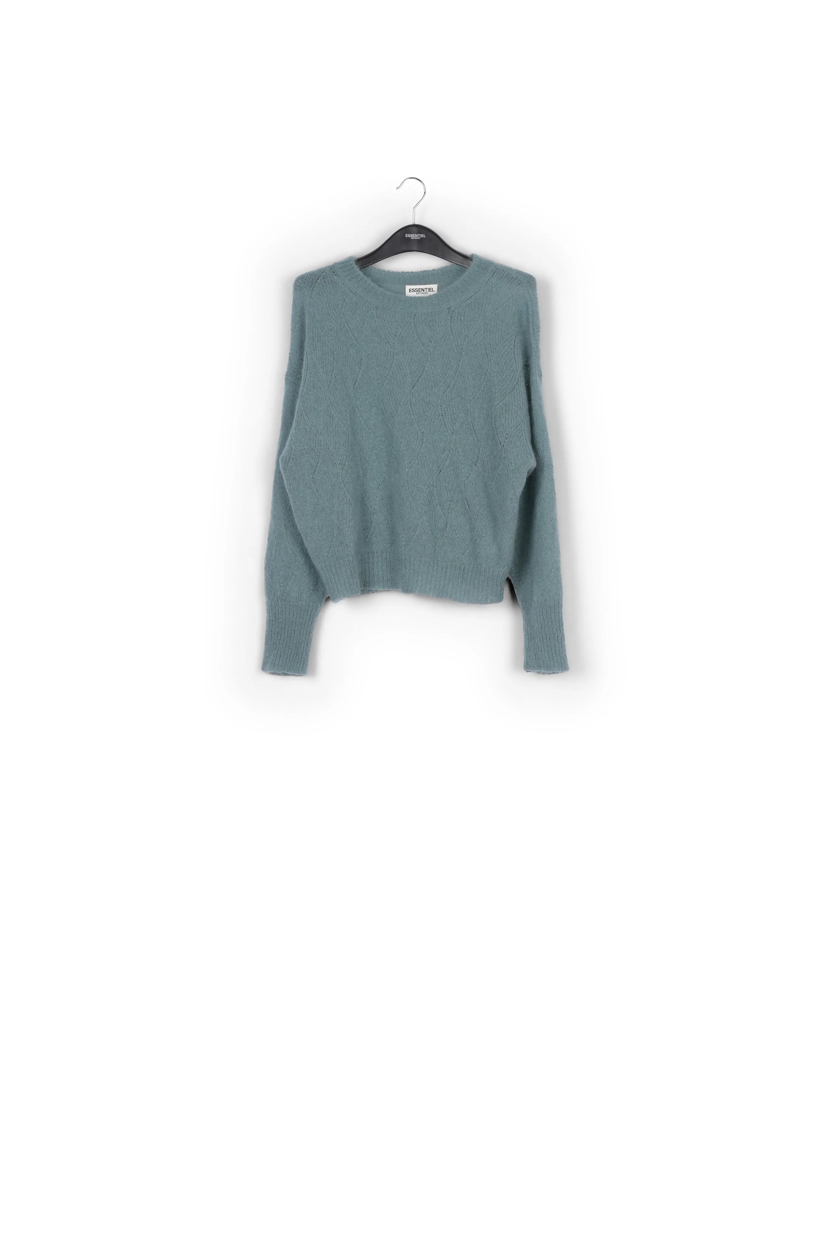 Blue ajour-knitted mohair sweater