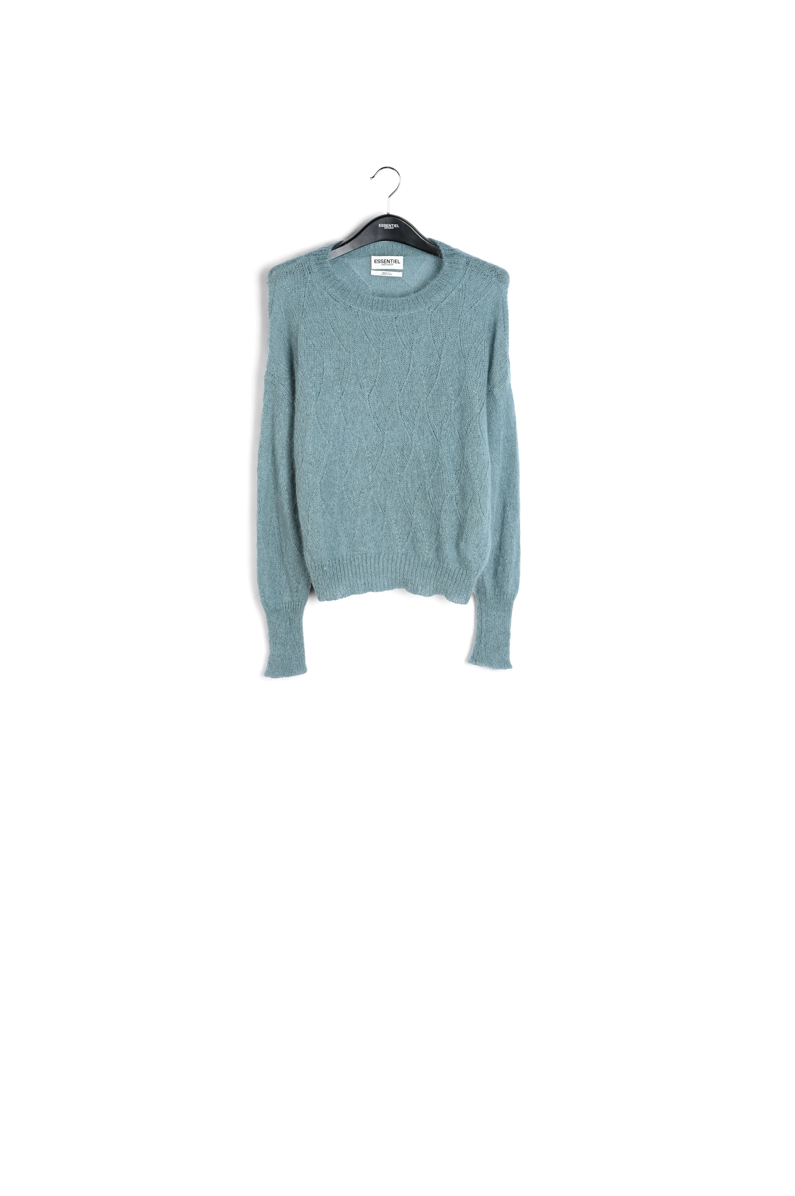 Blue ajour-knitted mohair sweater