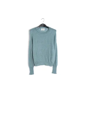 Blue ajour-knitted mohair sweater