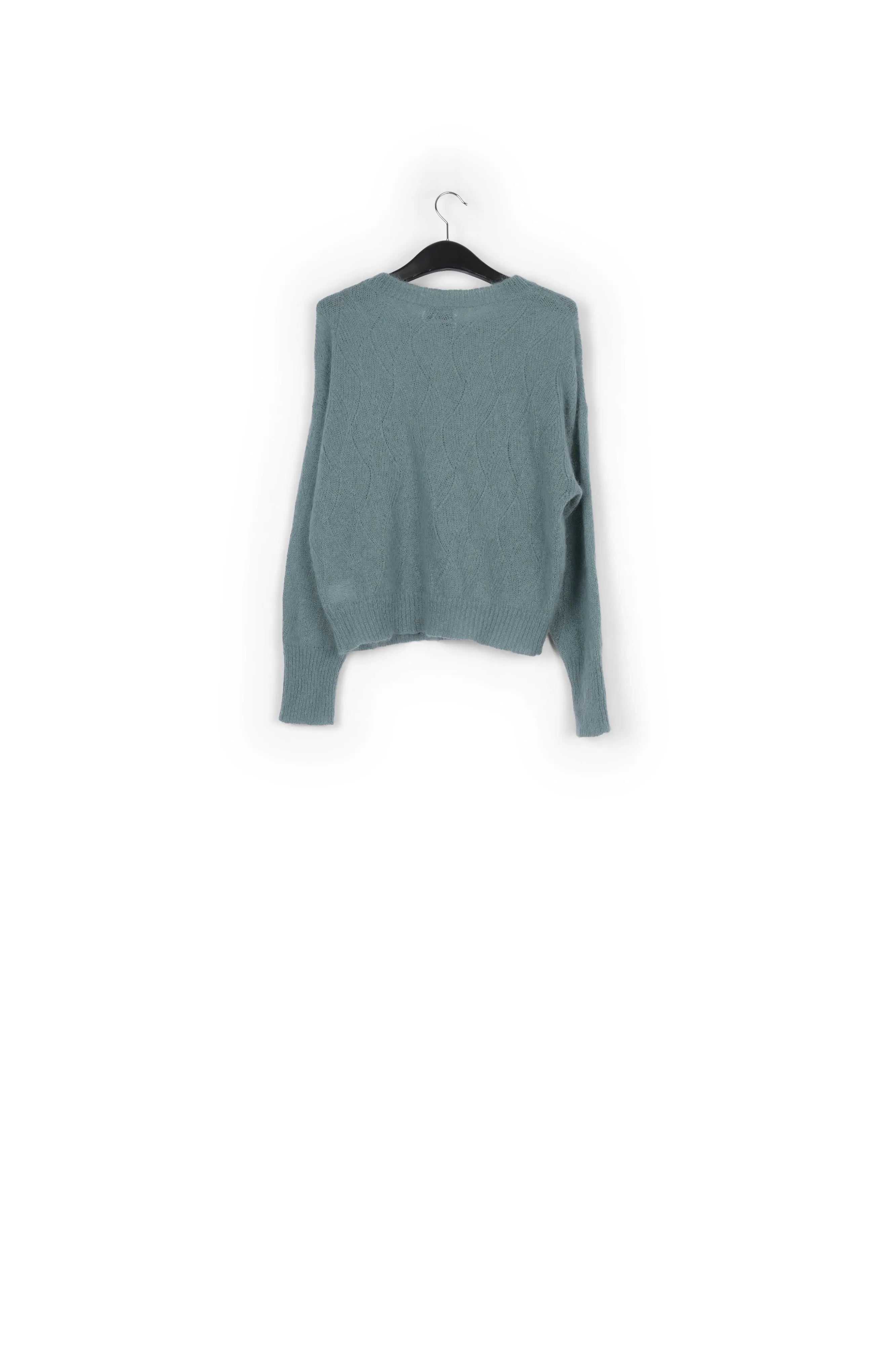 Blue ajour-knitted mohair sweater