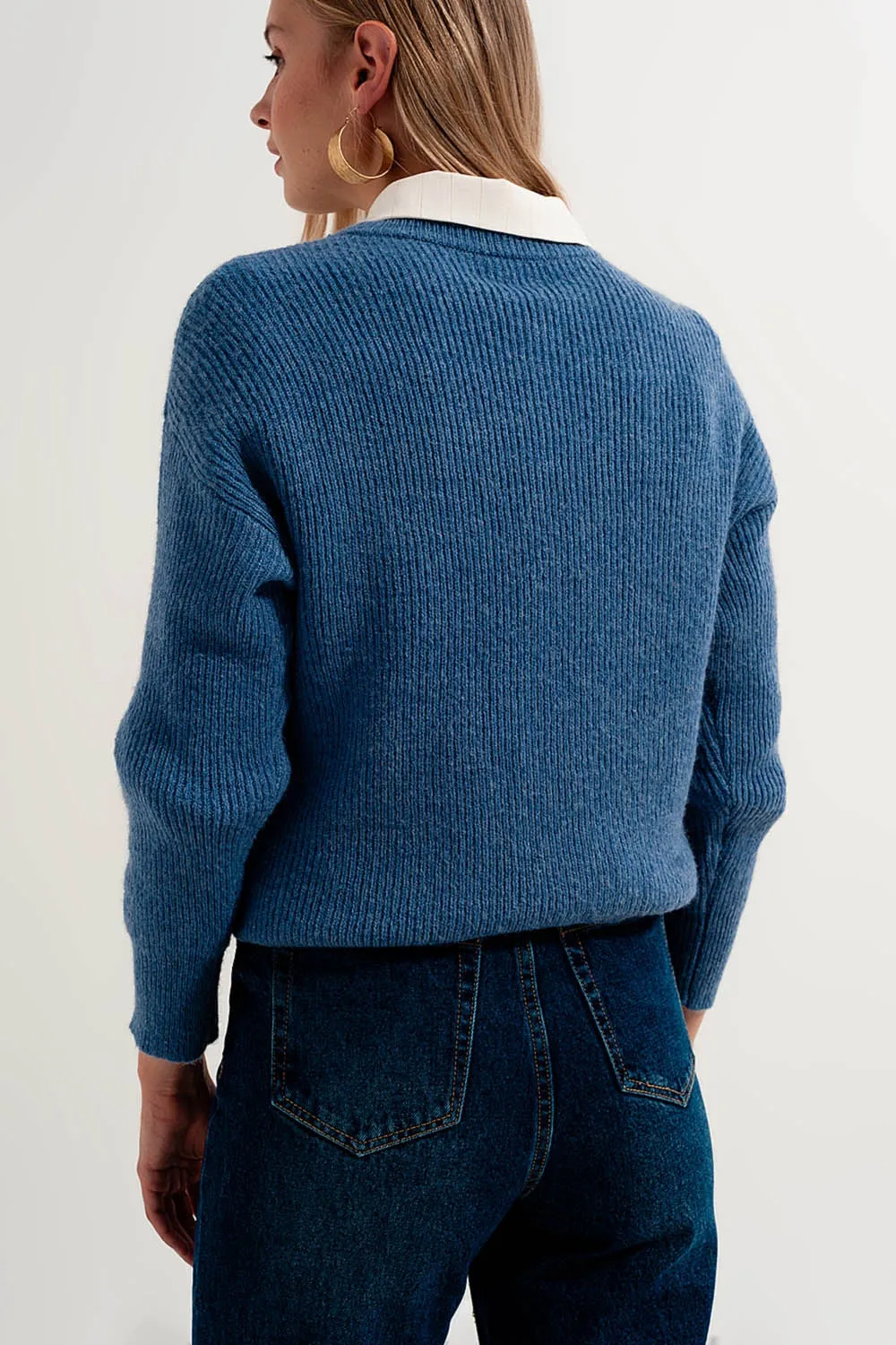 Blue crew neck jumper