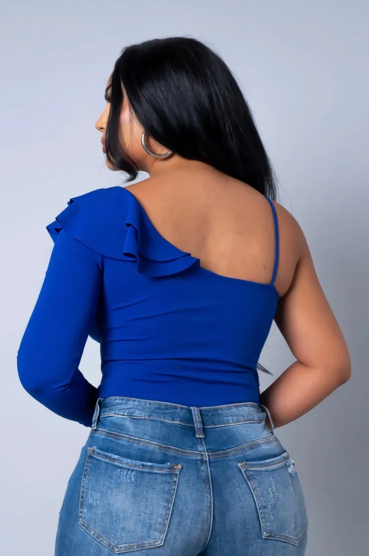 Blue One Shoulder Top