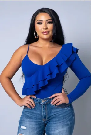 Blue One Shoulder Top