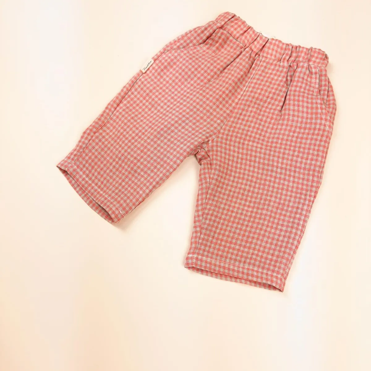 Bobbie Linen Unisex Pants | Coral Petite Check