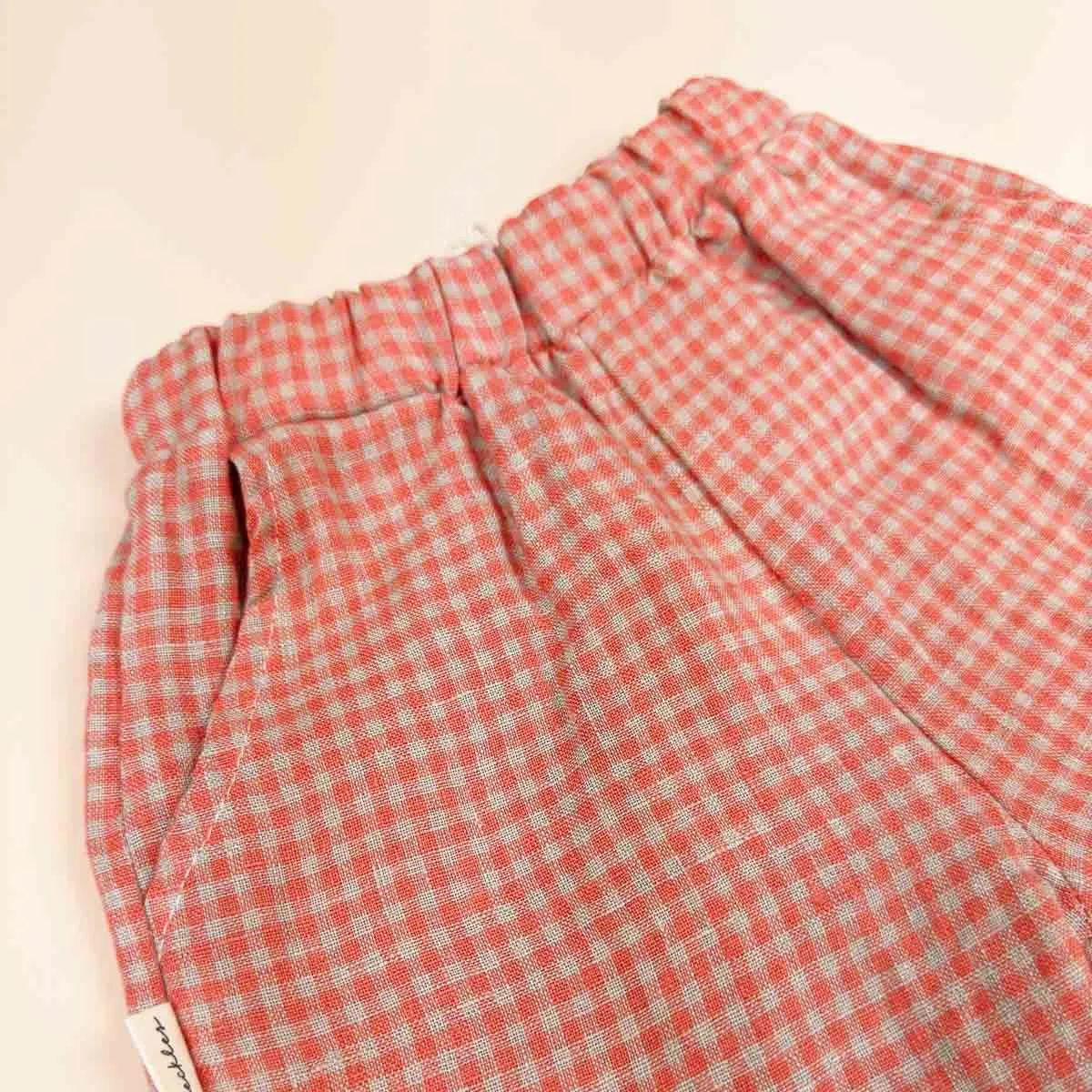 Bobbie Linen Unisex Pants | Coral Petite Check