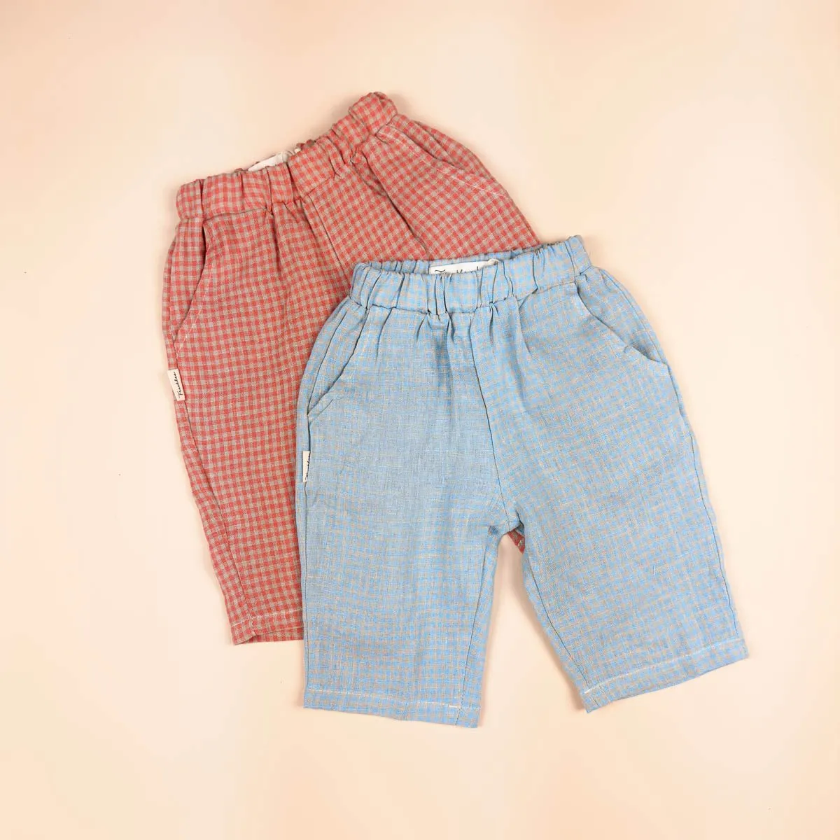 Bobbie Linen Unisex Pants | Seafoam Gingham