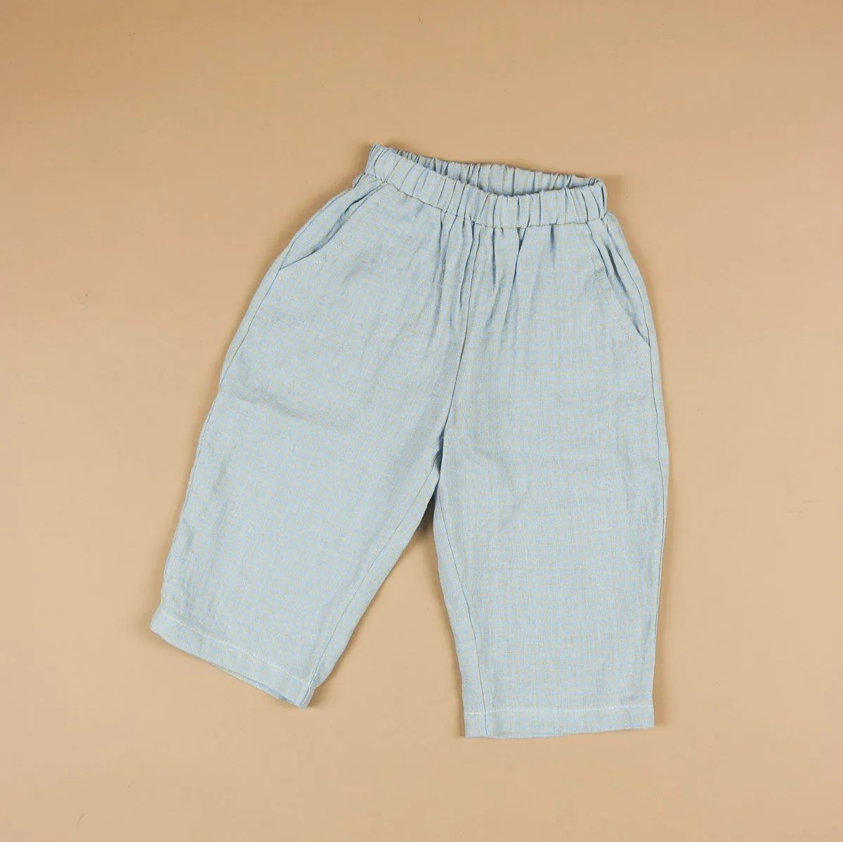 Bobbie Linen Unisex Pants | Seafoam Gingham