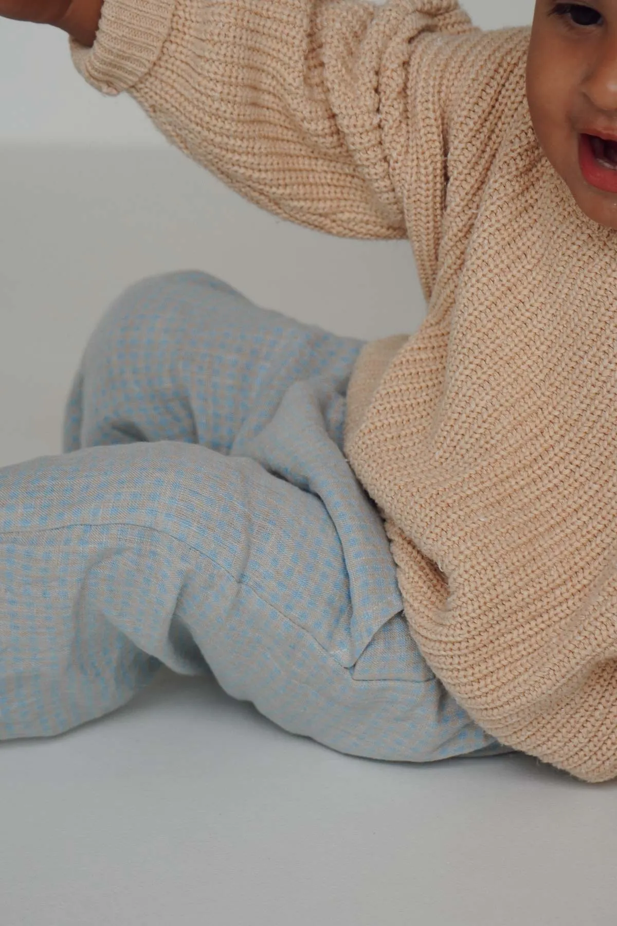 Bobbie Linen Unisex Pants | Seafoam Gingham