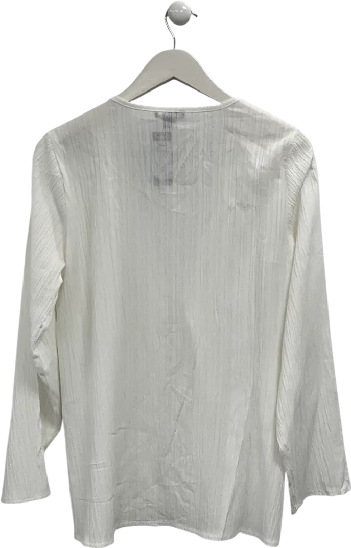 boohoo White Woven Crinkle Tie Front Top UK 12