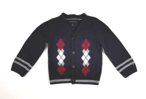 BOY SIZE 3 YEARS - TOMMY HILFIGER, Argyle Knit Sweater, V-Neck EUC B31