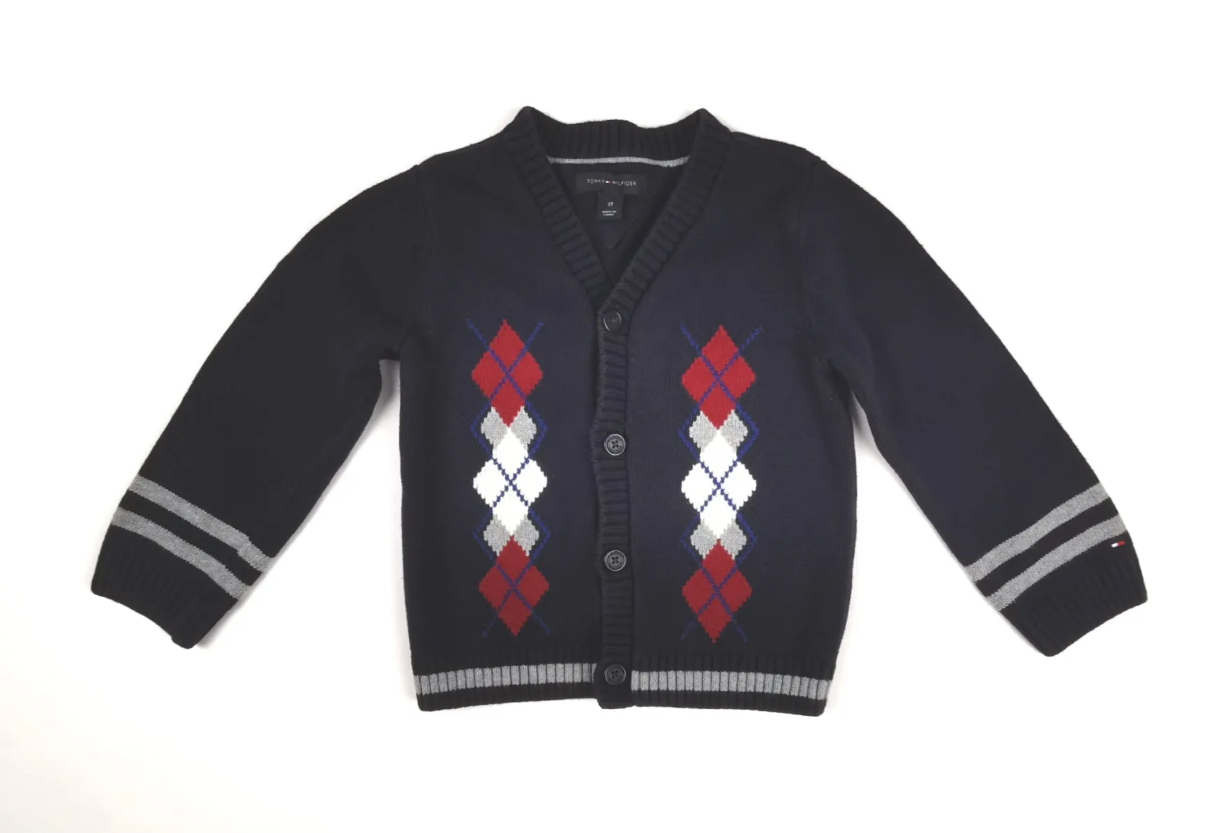 BOY SIZE 3 YEARS - TOMMY HILFIGER, Argyle Knit Sweater, V-Neck EUC B31