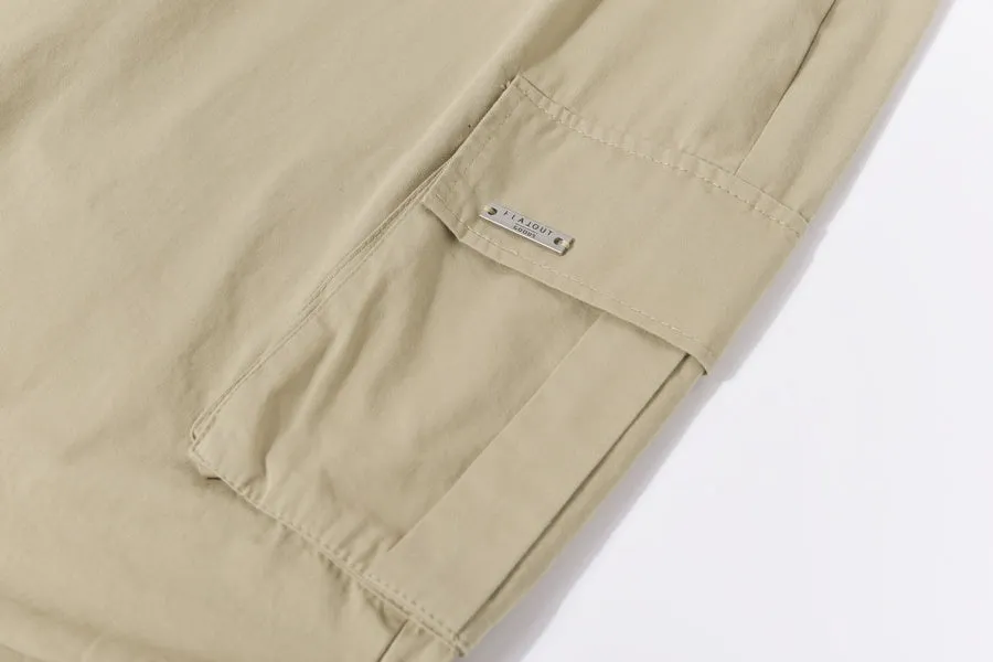 Breathable Solid Color Cargo Pants with Comfort and Drawstring Cuffs