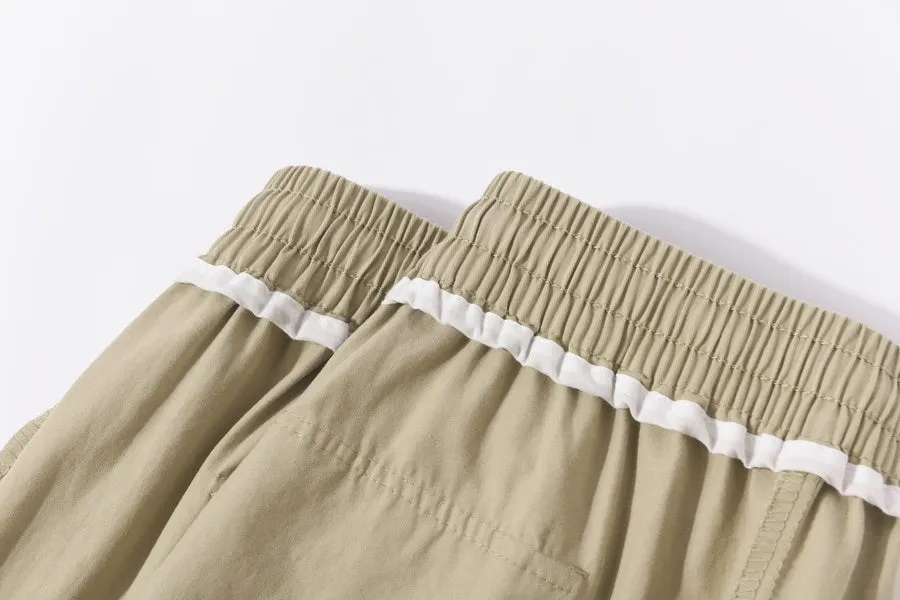 Breathable Solid Color Cargo Pants with Comfort and Drawstring Cuffs