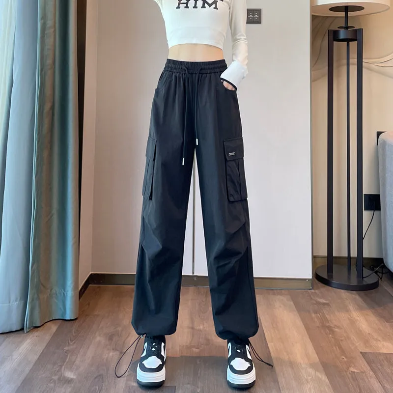 Breathable Solid Color Cargo Pants with Comfort and Drawstring Cuffs
