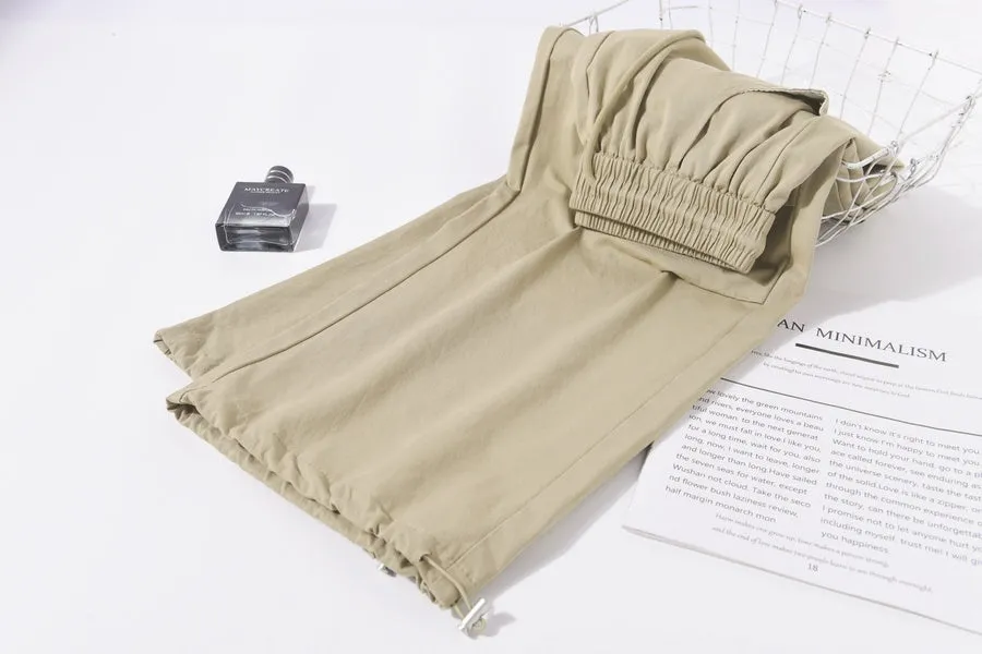 Breathable Solid Color Cargo Pants with Comfort and Drawstring Cuffs