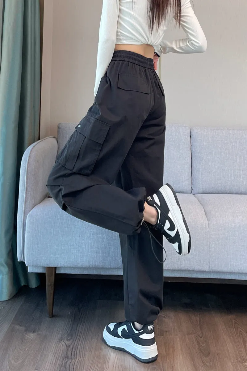 Breathable Solid Color Cargo Pants with Comfort and Drawstring Cuffs